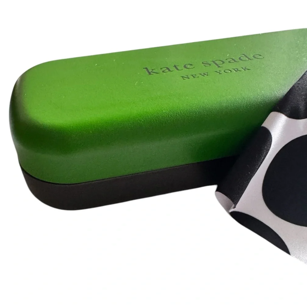 Kate Spade Hard Shell Green Eyeglass Case with Cleaning Cloth